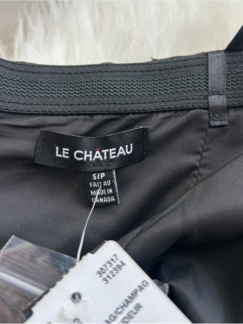 NWT Le Chateau Size S Strapless Cocktail Dress Black Satin Cream Embroidery - Picture 10 of 16